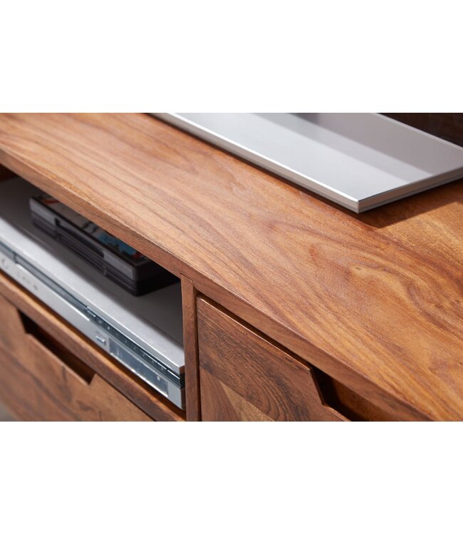 Wohnling HiFi lowboard AMANA Sheesham massief houten landelijke TV-dressoir 135x51x45cm | TV-kast Onderkast met lade en 2 deuren | Opbergvak voor tv-tafel | TV-meubel voor tv