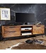 Wohnling Lowboard NISHAN 160x54x40 cm Sheesham massief hout | Ontwerp hi-fi bord met opbergruimte en laden | Massief houten tv-meubel woonkamer Industriële tv-kist met metalen poten