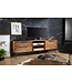 Wohnling Lowboard NISHAN 160x54x40 cm Sheesham massief hout | Ontwerp hi-fi bord met opbergruimte en laden | Massief houten tv-meubel woonkamer Industriële tv-kist met metalen poten
