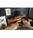Wohnling Lowboard NISHAN 160x54x40 cm Sheesham massief hout | Ontwerp hi-fi bord met opbergruimte en laden | Massief houten tv-meubel woonkamer Industriële tv-kist met metalen poten