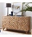 Wohnling Dressoir REWA 140x78,5x40 cm Dressoir Massief Hout Acacia Cabinet Bruin | Landelijke kist met 3 laden en 2 deuren | Hal kabinet echt hout | Lade ladekast effen | hal dresser