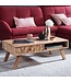 Wohnling salontafel REWA 95x35x50 cm Acacia massief houten salontafel | Ontwerp salontafel met lade | Stubentisch Landhaus Braun | Ontwerper Houten Tafel Koffietafel Massief | Tafel Woonkamer Modern