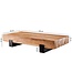 Wohnling Salontafel 130x59x25cm Acacia Massief Hout / Metaal Sofatafel, Design Woonkamertafel Modern, Bijzettafel Bruin / Zwart, Designer Koffietafel Massief, Rechthoekige Woonkamertafel