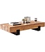 Wohnling Salontafel 130x59x25cm Acacia Massief Hout / Metaal Sofatafel, Design Woonkamertafel Modern, Bijzettafel Bruin / Zwart, Designer Koffietafel Massief, Rechthoekige Woonkamertafel