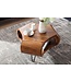 Wohnling WL5.603 Sheesham 60x60x35 cm Massief houten plank & metalen frame | Retro salontafel Rechthoekig massief hout Bruin | Banktafel Modieuze houten tafel | Tafel met compartiment woonkamer