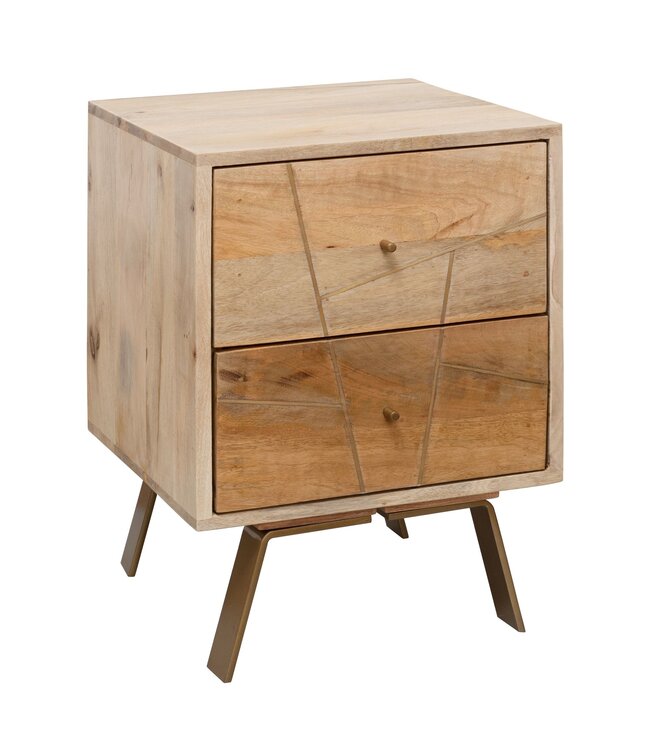 Wohnling nachtkastje SIKAR 40x56x40cm Massief houten nachtkastje in mango hoog | De nachtkastje boxspring bed Nachtkastje met laden | Nachtkastje nachtkastje hout | Bijzettafel vast
