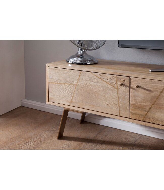 Wohnling HiFi Lowboard SIKAR Massief Houten Country TV Dressoir Mango 145x47x35cm | TV-meubel Onderkast met 2 deuren | Opbergvak voor tv-tafel | TV-meubel voor tv | Tv-bord woonkamer