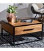 Wohnling salontafel WL5.623 massief houten / metalen zitbank 65x38x65cm | Design salontafel Sheesham | Stubentable Industrial Brown | Ontwerper Houten Tafel Koffietafel Massief | Woonkamer met tafel
