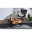 Wohnling salontafel WL5.623 massief houten / metalen zitbank 65x38x65cm | Design salontafel Sheesham | Stubentable Industrial Brown | Ontwerper Houten Tafel Koffietafel Massief | Woonkamer met tafel