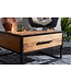 Wohnling salontafel WL5.623 massief houten / metalen zitbank 65x38x65cm | Design salontafel Sheesham | Stubentable Industrial Brown | Ontwerper Houten Tafel Koffietafel Massief | Woonkamer met tafel