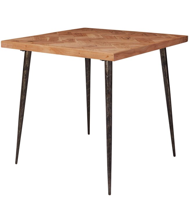 Wohnling Eettafel LODI 80x76x80 cm Massief Hout Acacia / Metaal Industrieel | Eettafel enorm klein | Eettafel in de keuken met houten tafel Kleine eettafel hout | Massief houten tafelvierkant