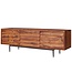 Wohnling HiFi Lowboard WL5.636 Sheesham massief houten landhuis TV-dressoir 147x50x38cm | TV-meubel Onderkast met 3 deuren | Opbergvak voor tv-tafel | TV-meubel voor tv