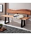 Wohnling Eetkamerbank GAYA 160x83,5x60 cm Acacia Massiefhout Bank met Boomrand, Zitbank Houten bank met rugleuning, Keukenbank Eetbank Hout Landhuisstijl, Boomstam Keukenzitbank 3 Zits Massief