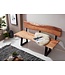 Wohnling Eetkamerbank GAYA 160x83,5x60 cm Acacia Massiefhout Bank met Boomrand, Zitbank Houten bank met rugleuning, Keukenbank Eetbank Hout Landhuisstijl, Boomstam Keukenzitbank 3 Zits Massief