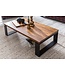Wohnling Salontafel WL5.650 Sheesham Massief houten salontafel 115x35x60 cm met metalen frame | Salontafel rechthoekig massief hout bruin | Houten tafel modern | Woonkamer met tafel