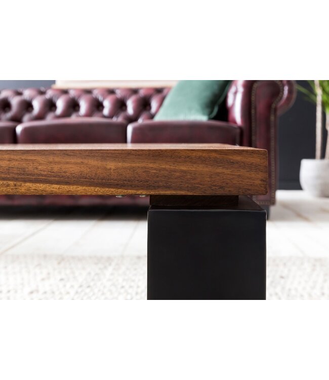 Wohnling Salontafel WL5.650 Sheesham Massief houten salontafel 115x35x60 cm met metalen frame | Salontafel rechthoekig massief hout bruin | Houten tafel modern | Woonkamer met tafel