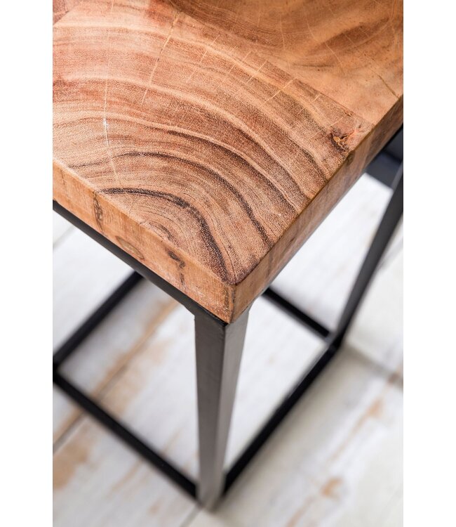 Wohnling bijzettafel 30 x 97 x 30 cm WL5.658 Acacia metalen bijzettafel hoog | Kleine salontafel in industriële stijl | Houten tafel met metalen poten | Abstelltisch Blumentisch Natuurlijk hout Dekotisch