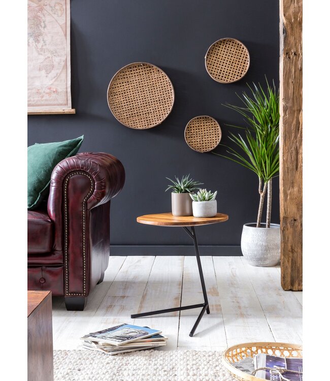 Wohnling bijzettafel WL5.657 40x46x40cm WL5.657 Metalen salontafel van metaal van Sheesham | Industriële stijl Echte houten tafels Woonkamer | Houten tafel Banktafel Metalen poten | Anstellisch Dekotisch Rosewood