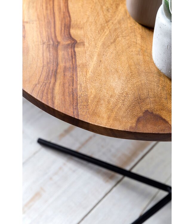 Wohnling bijzettafel WL5.657 40x46x40cm WL5.657 Metalen salontafel van metaal van Sheesham | Industriële stijl Echte houten tafels Woonkamer | Houten tafel Banktafel Metalen poten | Anstellisch Dekotisch Rosewood