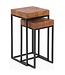 Wohnling Design nesttafel WL5.660 Sheesham metalen bijzettafel set van 2 kleine | Koffietafel Set 2 houten tafels | Massief houten koffietafel metalen frame | Smalle salontafel van palissander