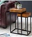 Wohnling Design nesttafel WL5.660 Sheesham metalen bijzettafel set van 2 kleine | Koffietafel Set 2 houten tafels | Massief houten koffietafel metalen frame | Smalle salontafel van palissander