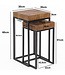 Wohnling Design nesttafel WL5.660 Sheesham metalen bijzettafel set van 2 kleine | Koffietafel Set 2 houten tafels | Massief houten koffietafel metalen frame | Smalle salontafel van palissander