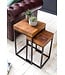 Wohnling Design nesttafel WL5.660 Sheesham metalen bijzettafel set van 2 kleine | Koffietafel Set 2 houten tafels | Massief houten koffietafel metalen frame | Smalle salontafel van palissander
