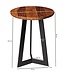 Wohnling tafel 35 x 45 x 35 cm hout WL5.664 Sheesham metaallijst | Industriele stijl Echte houten kruk Woonkamer | Houten tafel Banktafel Metalen poten | Anstellisch Dekotisch Rosewood