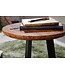 Wohnling tafel 35 x 45 x 35 cm hout WL5.664 Sheesham metaallijst | Industriele stijl Echte houten kruk Woonkamer | Houten tafel Banktafel Metalen poten | Anstellisch Dekotisch Rosewood