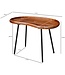 Wohnling salontafel WL5.669 71x51x40 cm Sheesham massieve banktafel niervorm met metalen poten | Salontafel massief hout | Kleine niertafel echt hout | Stubentisch Holz | Bijzettafel Modern