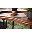 Wohnling salontafel WL5.669 71x51x40 cm Sheesham massieve banktafel niervorm met metalen poten | Salontafel massief hout | Kleine niertafel echt hout | Stubentisch Holz | Bijzettafel Modern