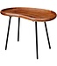 Wohnling salontafel WL5.669 71x51x40 cm Sheesham massieve banktafel niervorm met metalen poten | Salontafel massief hout | Kleine niertafel echt hout | Stubentisch Holz | Bijzettafel Modern
