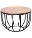 Wohnling KOFFIETAFEL MANORA 60x39x60 cm Sheesham massief hout / metalen rieten tafel | Ontwerp salontafel | Salontafel Rond | Stubentable Industrial Brown | Houten tafel salontafel massief | Woonkamer met tafel