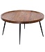 Wohnling salontafel Bharu 75x39x75 cm Sheesham massief houten / metalen salontafel | Ontwerp salontafel rond | Stubentisch Retro Bruin | Ontwerper Houten Tafel Koffietafel Massief | Woonkamer met tafel