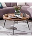 Wohnling salontafel Bharu 75x39x75 cm Sheesham massief houten / metalen salontafel | Ontwerp salontafel rond | Stubentisch Retro Bruin | Ontwerper Houten Tafel Koffietafel Massief | Woonkamer met tafel
