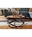 Wohnling salontafel MANUR 60x30x60 cm Sheesham massief houten / metalen salontafel | Design salontafel rond | Kamertafel industrieel bruin | Design houten salontafel massief | Tafel woonkamer