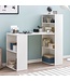 Wohnling bureau WL5.692 met legbord 120 x 120 x 53 cm wit mat hout Modern | Opbergvakken op bureauplank PC-tafel | Computerbureau met plank | Wit designtafelbureau met opbergruimte