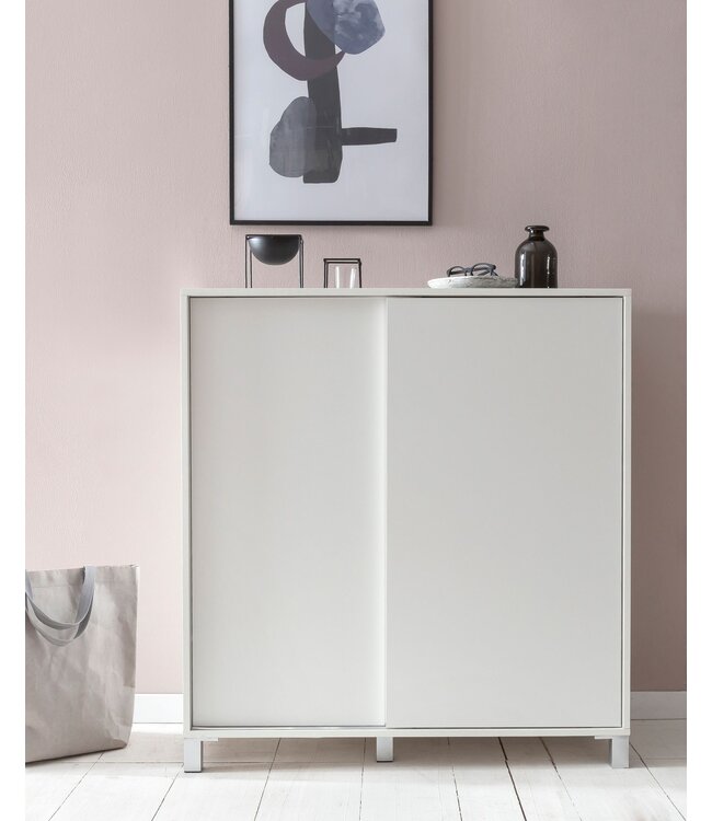 Wohnling Schoenenkast WL5.712 Hout Wit 100x108x37,5 cm Hoge Plank, Design Schoenenrek Groot 20 Paar Schoenen Schoenenrek Hal, Schoenopberger Ruimtebesparend, Schoenenplank Gangmeubel Modern XXL