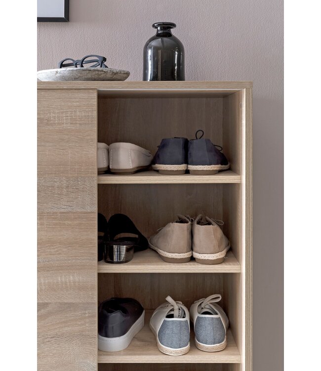 Wohnling Schoenenkast WL5.713 Hout Sonoma 100x108x37,5 cm Hoge Plank, Design Schoenrek Groot 20 Paar Schoenen Schoenenrek Hal, Schoenopberger Ruimtebesparend, Schoenenplank Gangmeubel Modern XXL