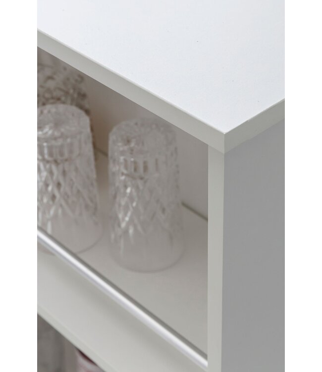 Wohnling Bartafel WL5.732 Wit 120 x 107,5 x 60 cm Staande tafel Hout Keukenbartafel, Bartafel met geïntegreerd rek, Bar-Bistrotafel Keuken Rechthoekig, Party-toonbank Houten tafel, Wandtafel Minibar