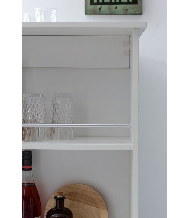 Wohnling Bartafel WL5.732 Wit 120 x 107,5 x 60 cm Staande tafel Hout Keukenbartafel, Bartafel met geïntegreerd rek, Bar-Bistrotafel Keuken Rechthoekig, Party-toonbank Houten tafel, Wandtafel Minibar