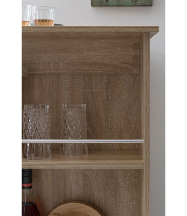 Wohnling Bartafel Sonoma 120x107,5x60 cm Staande tafel Hout Keukenbartafel, Bartafel met geïntegreerd rek, Bar-bistrotafel, Party-balie