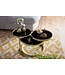 Wohnling salontafel SUSI met 3 tafelbladen Zwart / Goud 58 x 43 x 58 cm | Bijzettafel rond | Ontwerp salontafel glas / metaal | Designtafel met glazen tafel modern | Kleine salontafel