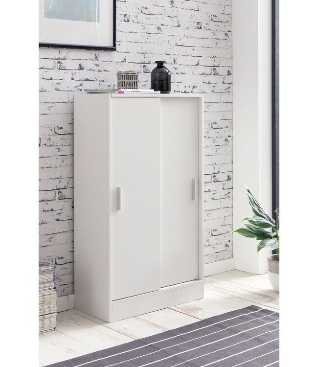 Wohnling archiefkast WL5.817 hout 60 x 107,5 x 28,5 cm wit | Multifunctionele kast ontwerpen | Kantoor kast Modern | Ladenkast Halmeubels | Dressoir op de gang Kleine opbergkast