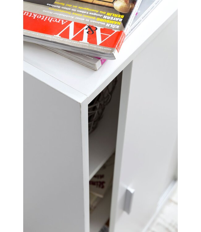 Wohnling archiefkast WL5.817 hout 60 x 107,5 x 28,5 cm wit | Multifunctionele kast ontwerpen | Kantoor kast Modern | Ladenkast Halmeubels | Dressoir op de gang Kleine opbergkast