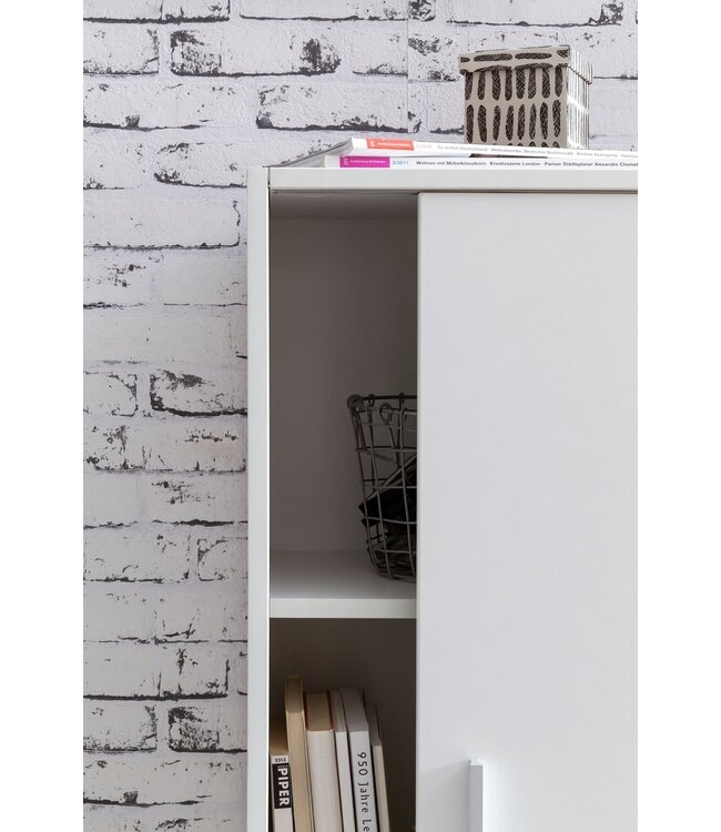 Wohnling archiefkast WL5.817 hout 60 x 107,5 x 28,5 cm wit | Multifunctionele kast ontwerpen | Kantoor kast Modern | Ladenkast Halmeubels | Dressoir op de gang Kleine opbergkast