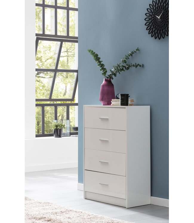 Wohnling Design dressoir WL5.864 Wit Hoogglans 60x90x30 cm Dressoir Hout Modern | Smalle laden ladekast Eetkamer | Kleine kast voor alle doeleinden. Linnen slaapkamer op de borst