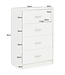 Wohnling Design dressoir WL5.864 Wit Hoogglans 60x90x30 cm Dressoir Hout Modern | Smalle laden ladekast Eetkamer | Kleine kast voor alle doeleinden. Linnen slaapkamer op de borst
