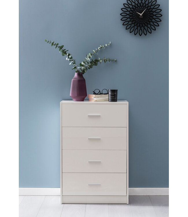 Wohnling Design dressoir WL5.864 Wit Hoogglans 60x90x30 cm Dressoir Hout Modern | Smalle laden ladekast Eetkamer | Kleine kast voor alle doeleinden. Linnen slaapkamer op de borst