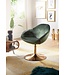 Wohnling stoel SARIN fluwelen groen / goud 70x79x70 cm design bureaustoel | Clubstoel gestoffeerde stoel met armleuning | Bureaustoel Cocktailsessel Lounge | Bar stoel Bezoekersstoel | Fauteuil met stoffen bekleding
